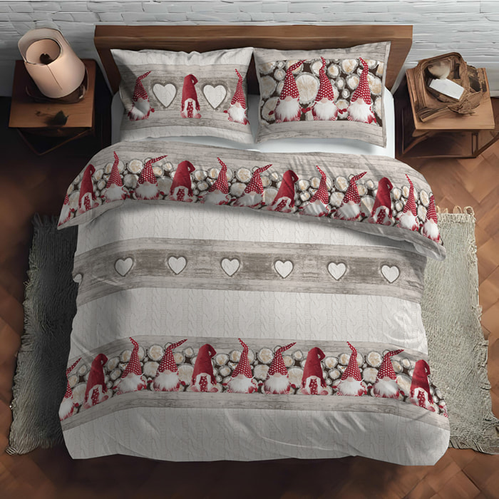 Parure copripiumino gnomo rosso 100% cotone