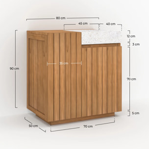 Meuble de salle de bain en bois avec vasque intégrée 80 cm - Noa