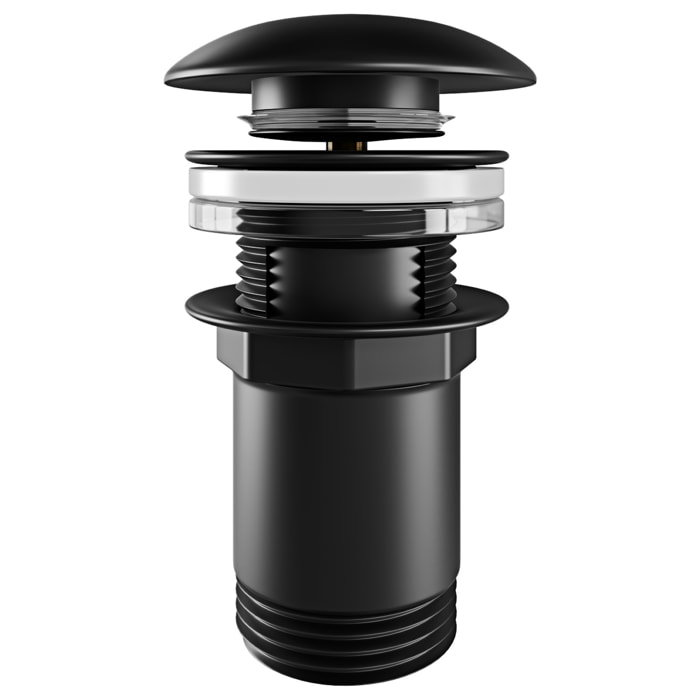 Piletta Click-Clack Universale 8,5 Cm In Ottone Nero Opaco Compatibile Con Lavabo E Bidet Con O Senza Troppopieno Design Moderno E Apertura Pressione