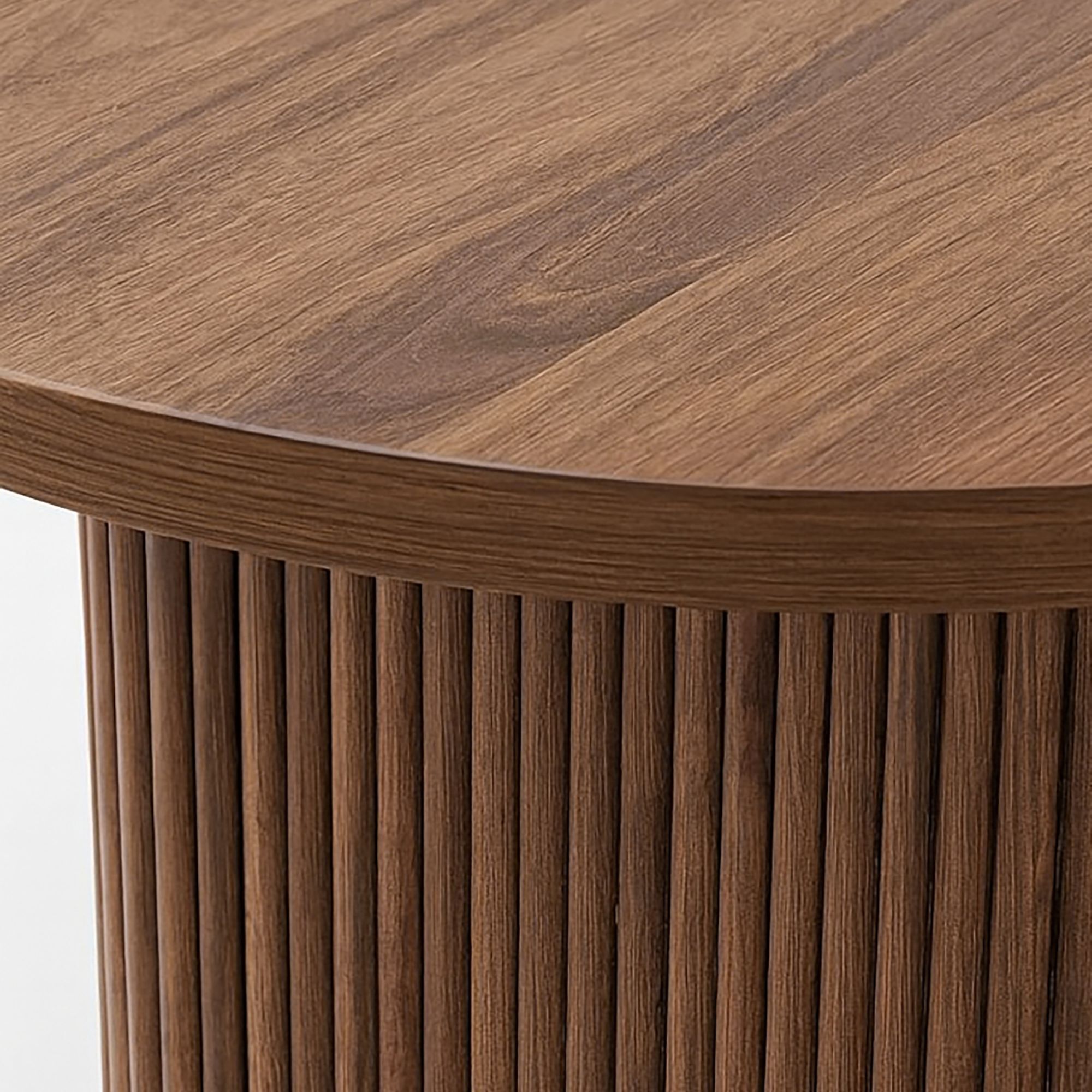 Table à manger ovale effet noyer et pieds striés 230cm SELMA