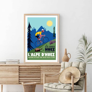 Poster de l'alpe d'huez Affiche + cadre en bois - Chêne