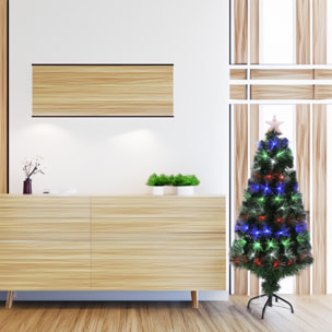 Árbol de navidad de fibra óptica con 135 luces led multicolor con estrella 58x58x120cm
