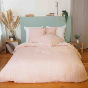 Parure housse de couette lin/coton rose