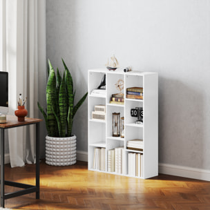 Librería de 4 Niveles Estantería de Libros con 11 Compartimentos Diseño Vertical u Horizontal para Sala de Estar Oficina Dormitorio 74,3x24x106 cm Blanco