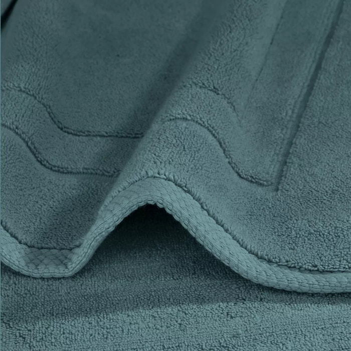 Tapis de bain pur coton 900 g/m² uni bleu Elea petrole