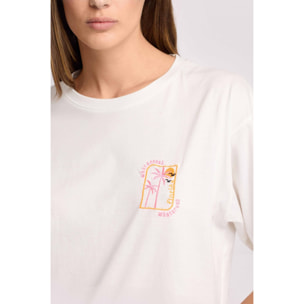 Kocca - T-shirt in cotone con ricamo colorato Donna, Tinta unita, Girocollo
