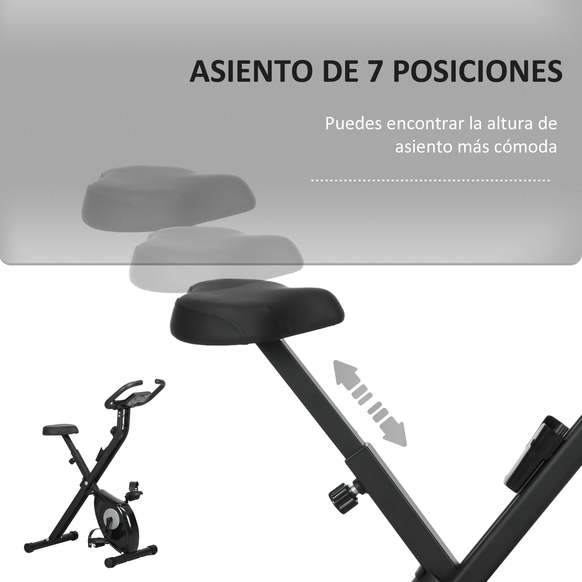 HOMCOM Bicicleta Estática Plegable con 8 Niveles de Resistencia Magnética Bicicleta de Ejercicio Fitness con Pantalla LCD y Asiento Regulable para Casa Oficina 43x85x109 cm Negro