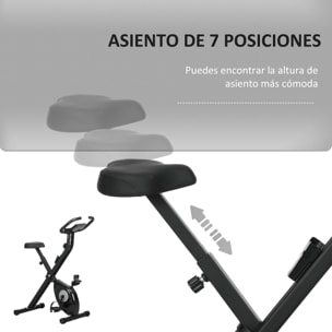 HOMCOM Bicicleta Estática Plegable con 8 Niveles de Resistencia Magnética Bicicleta de Ejercicio Fitness con Pantalla LCD y Asiento Regulable para Casa Oficina 43x85x109 cm Negro