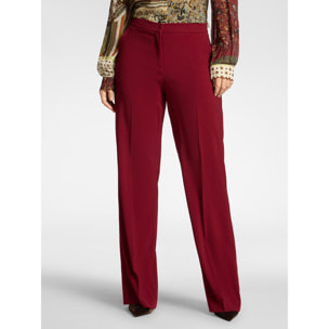 Elena Mirò - Pantaloni palazzo in crêpe misto cotone - Bordeaux