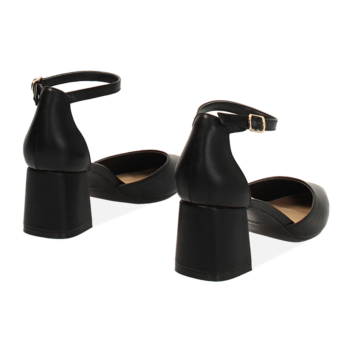 Décolleté open shank donna nere, tacco largo 6,5 cm