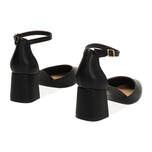 Décolleté open shank donna nere, tacco largo 6,5 cm