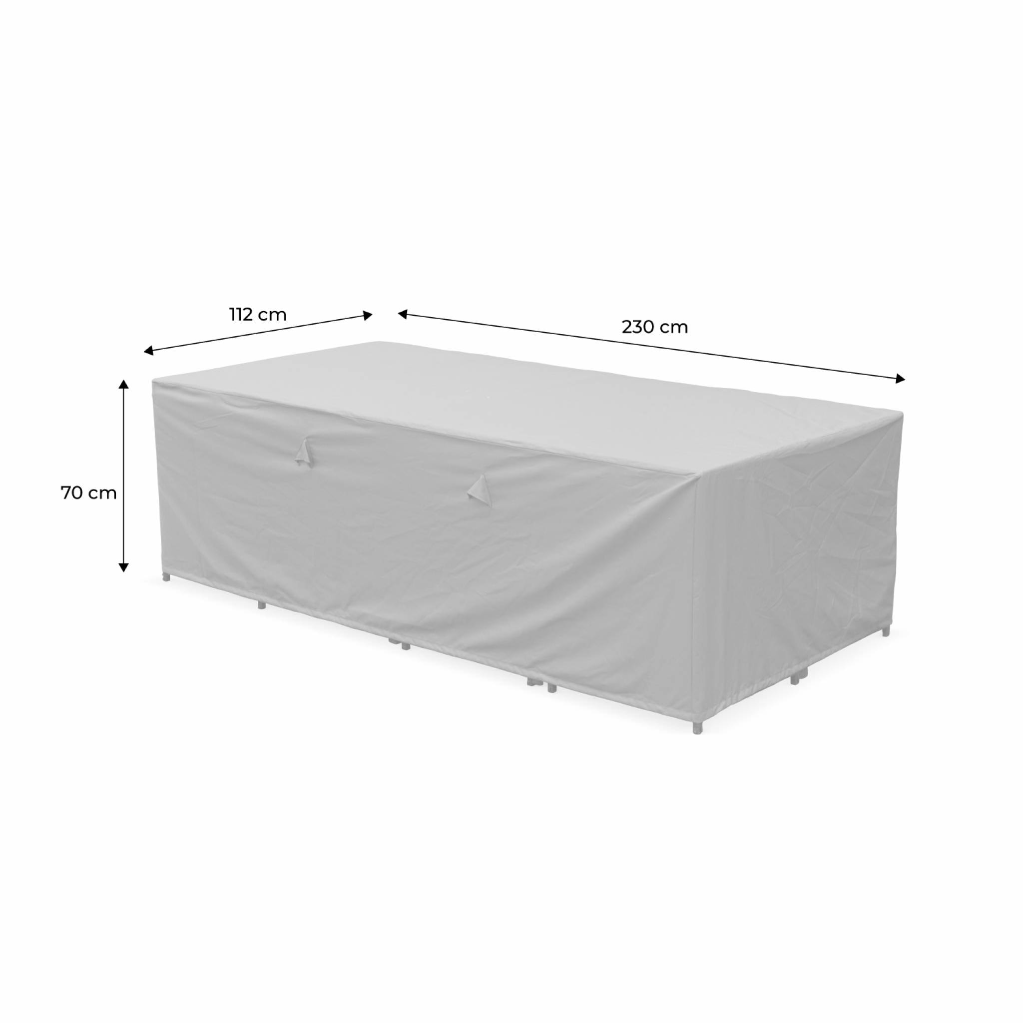 Housse de protection 230x112cm gris foncé - Bâche rectangulaire en polyester enduit PA pour tables de jardin  Firenze 8. Vasto 12. Vabo 12 et Cubo 12