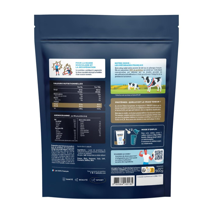 Nutri&Co Protéines Whey Isolat Native 94% en poudre - 900gr Goût Neutre