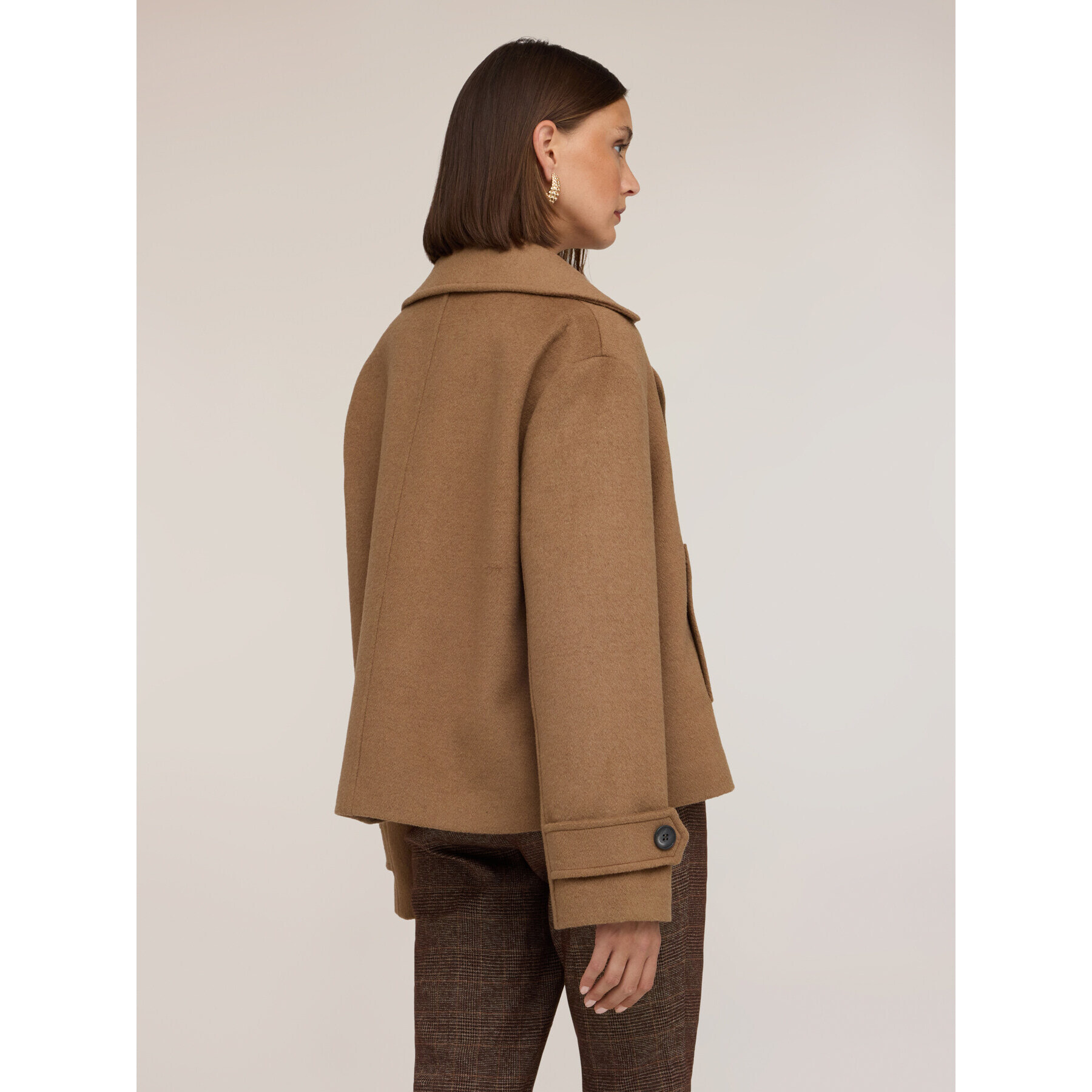 Motivi - Abrigo cruzado de paño de lana mixta - Beige