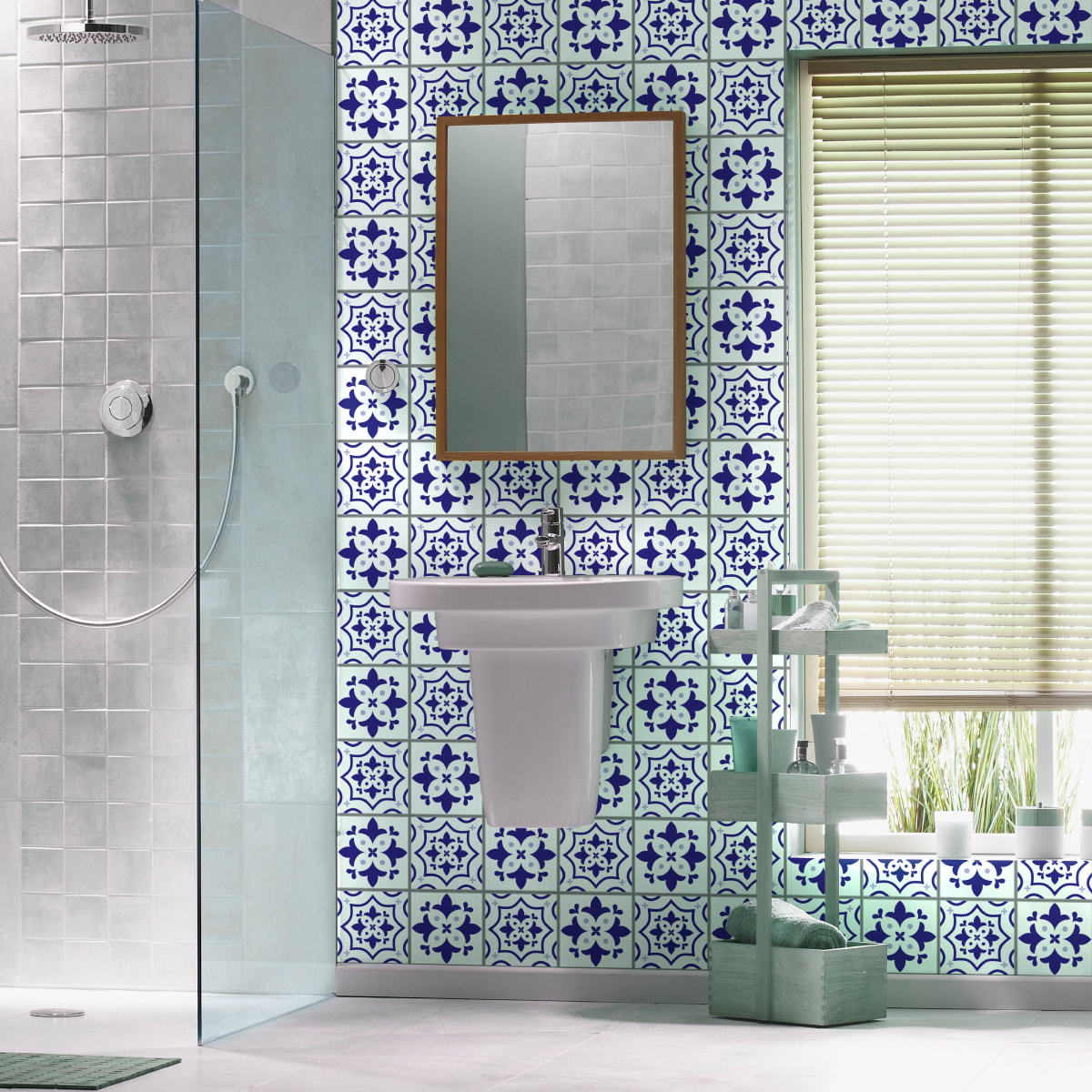 Stickers muraux - Sticker Mural Carrelage adhésif Cuisine Salle de Bain - 60 STICKERS CARRELAGES AZULEJOS ALMA