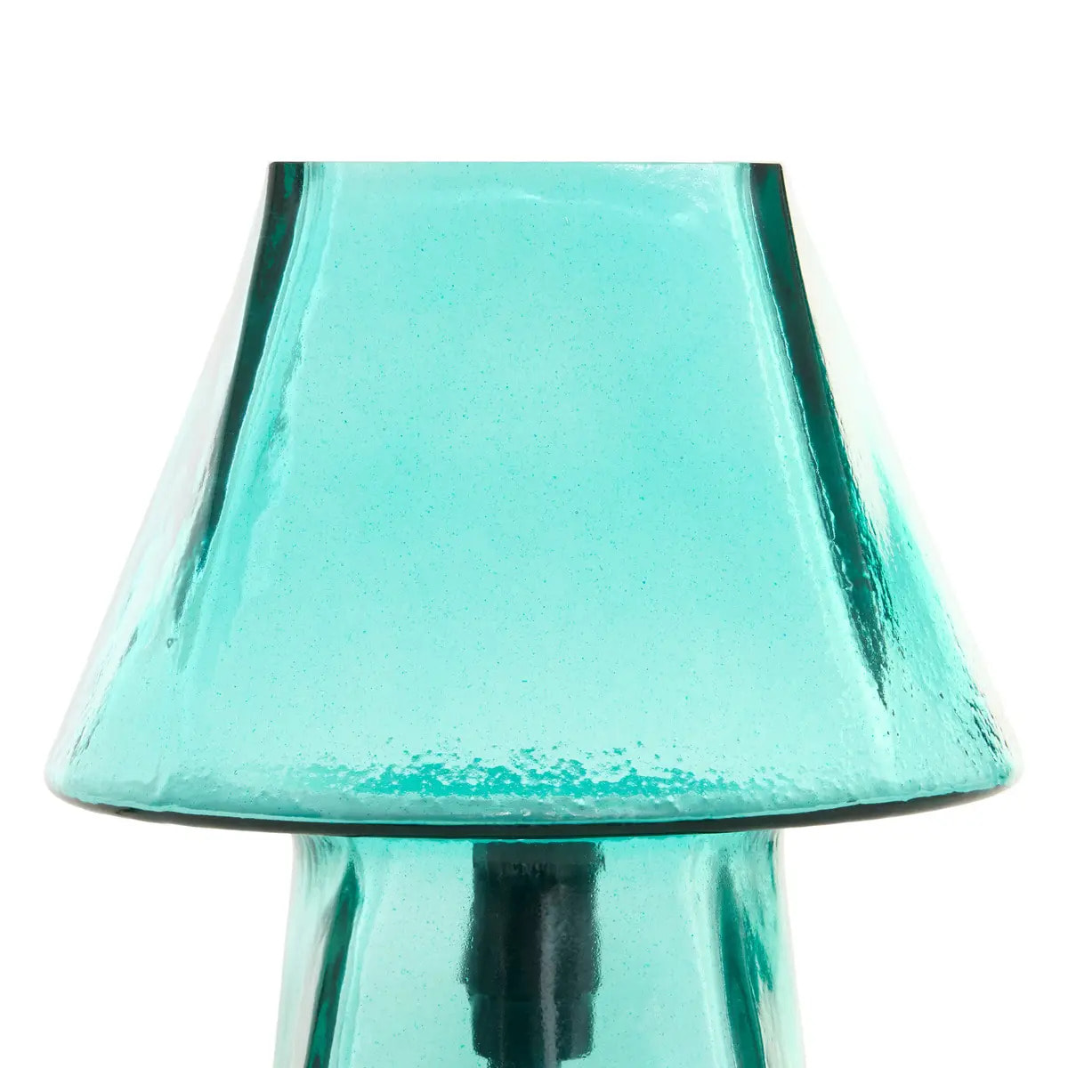 Lampe champignon Elita H.26cm en verre bleu