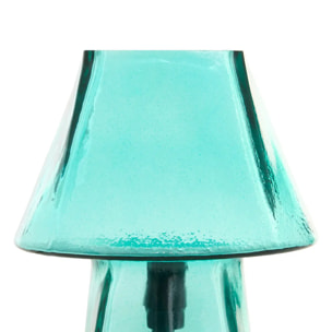 Lampe champignon Elita H.26cm en verre bleu