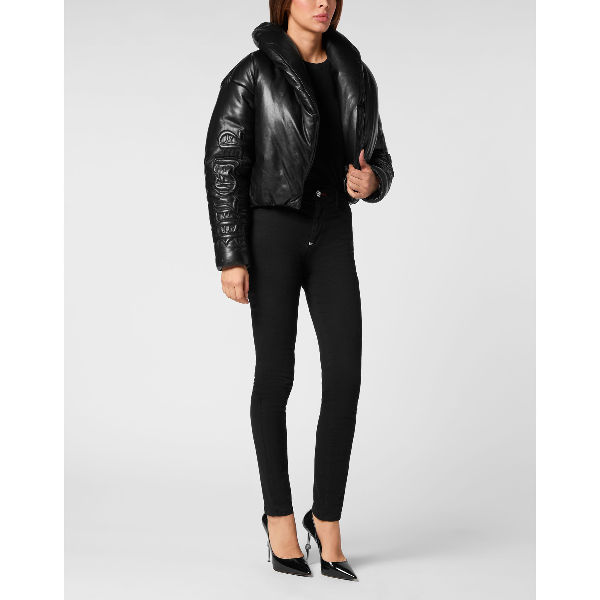 PHILIPP PLEIN Leather Jacket SKULL&BONES