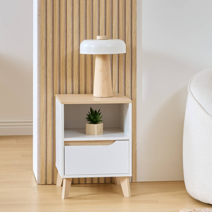 Table de chevet Luma 40x55cm 1 tiroir blanc