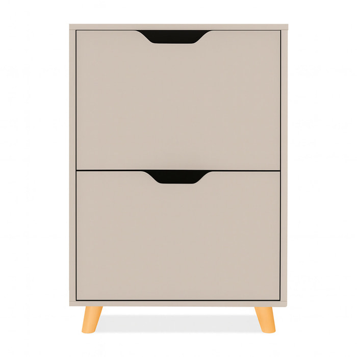 Emma - Scarpiera Salvaspazio 2 Ante 55x82x25 cm 12 Paia in Legno Tortora