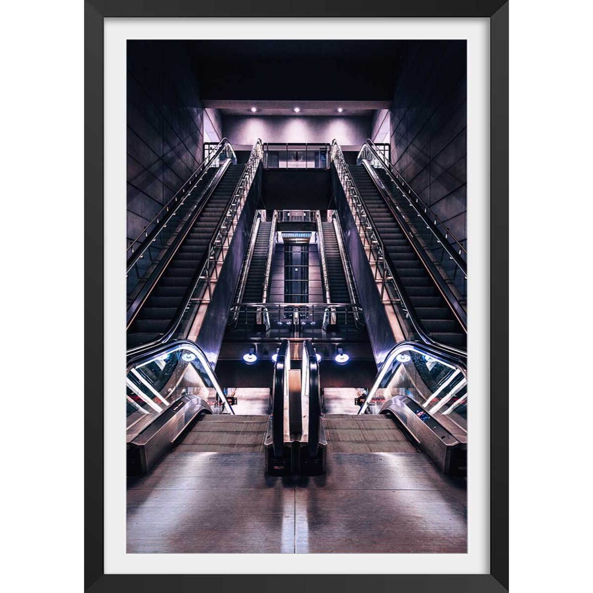 Affiche paris les halles il est 5 heures.. Affiche sous cadre noir