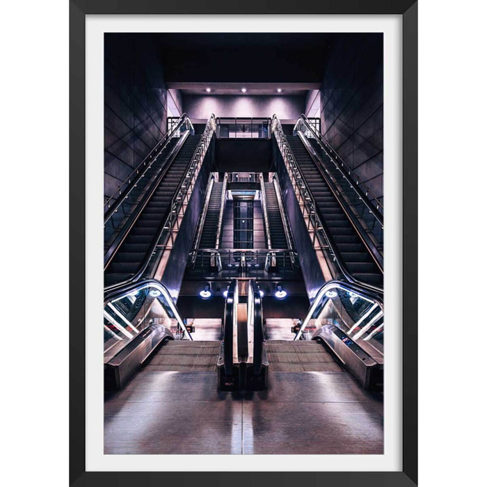 Affiche paris les halles il est 5 heures.. Affiche sous cadre noir
