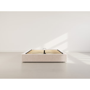 Isa - lit coffre - 160x200 cm - en velours côtelé - Beige