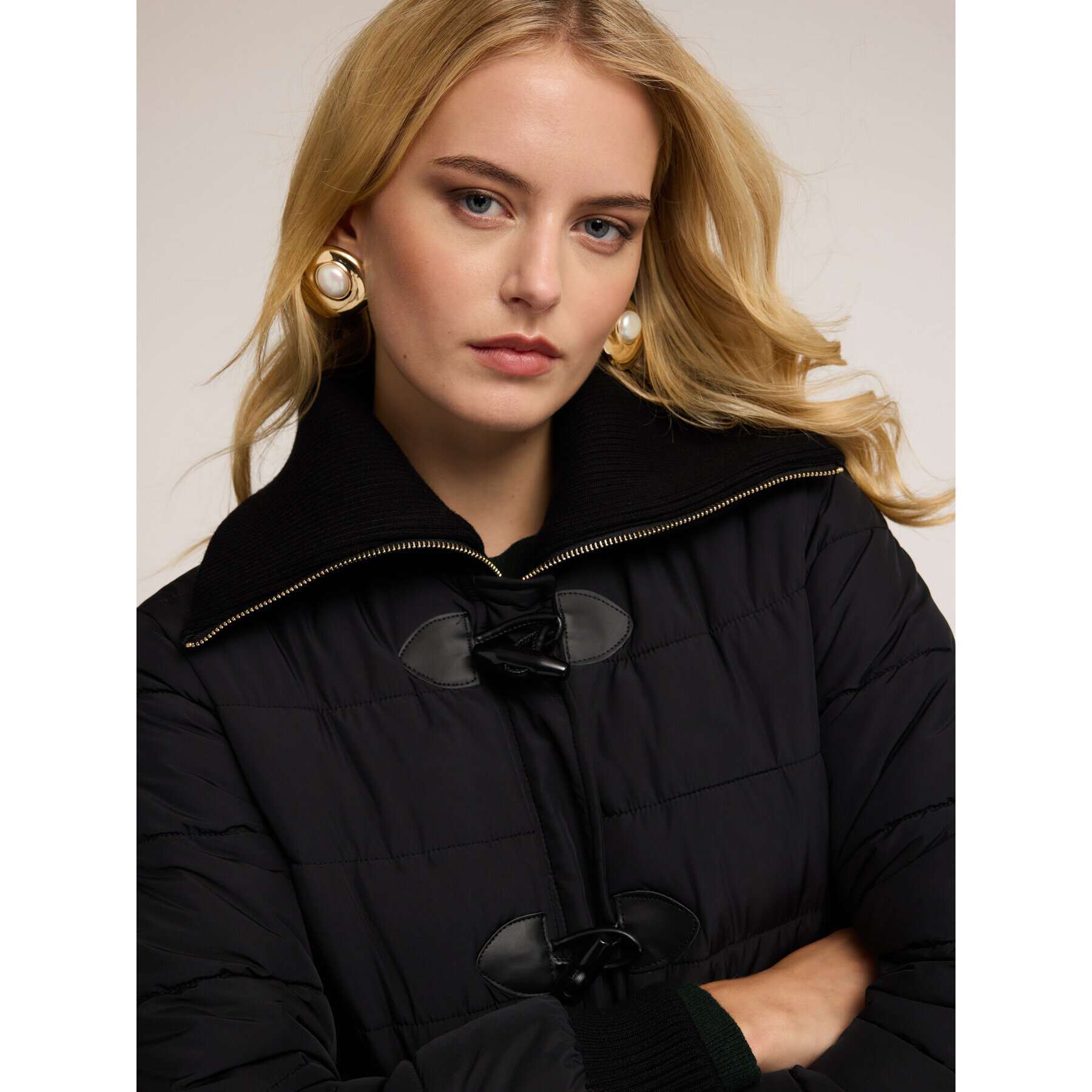 Motivi - Plumífero con cuello de punto - Negro