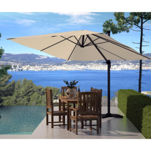 Parasol déporté et rotatif 3 x 3m écru RAFAELA