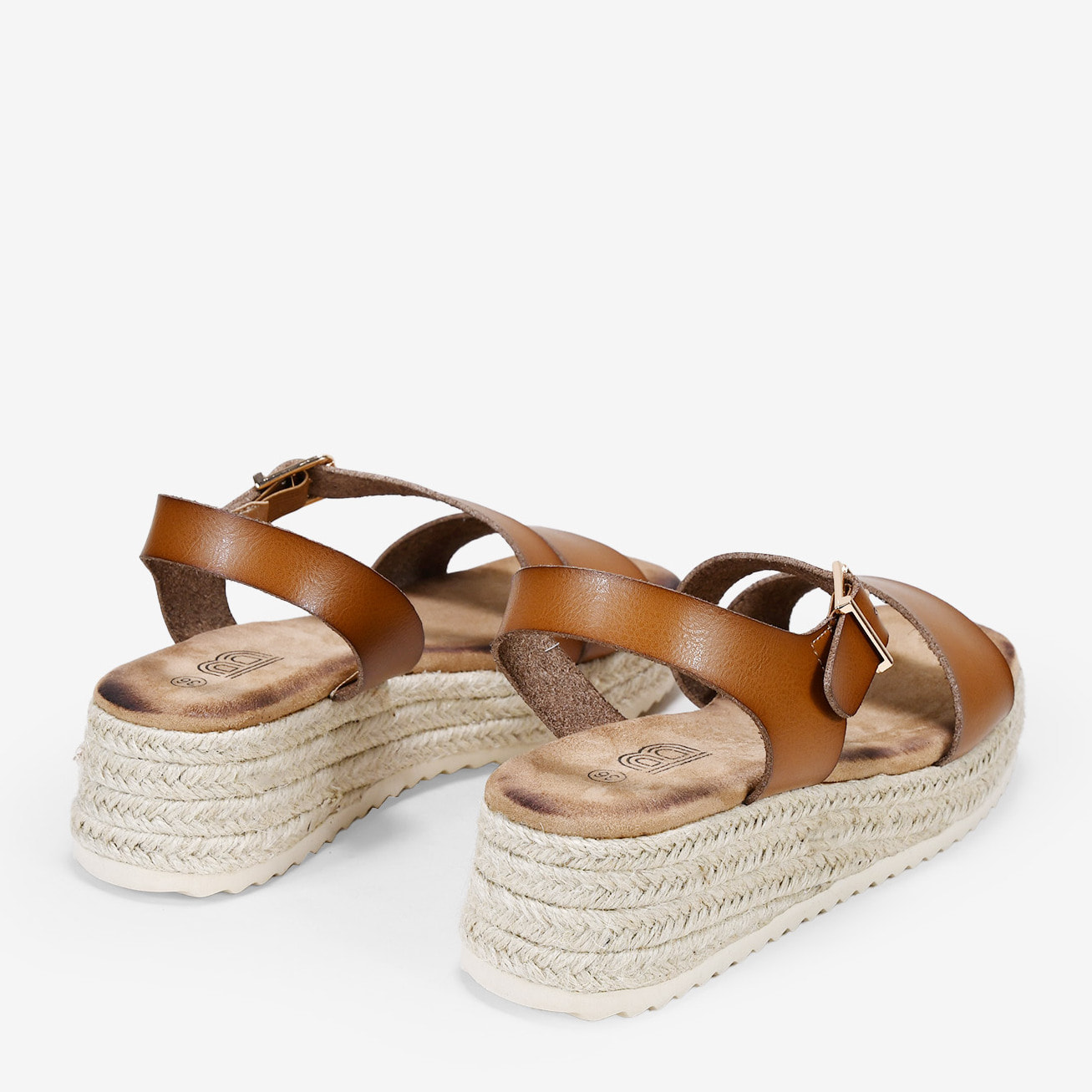 Sandalias de plataforma cuero con esparto