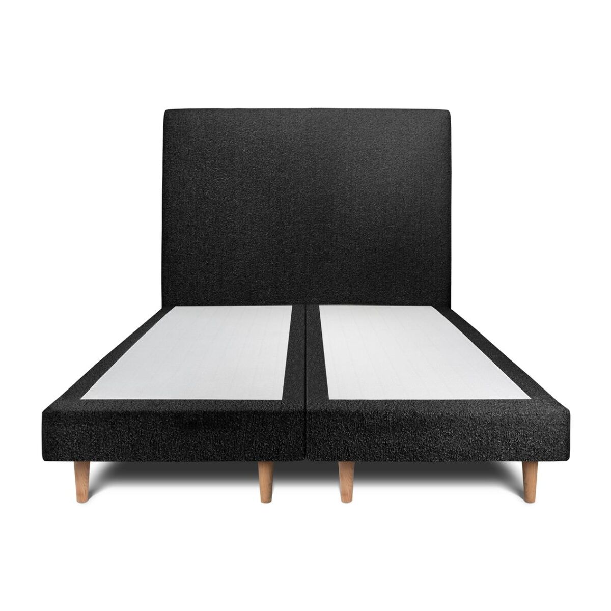 Lit avec tête de lit tapissée bouclette et sommier tapissier ep14