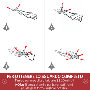 HOMCOM Albero di Natale Artificiale da 120cm con 60 Luci LED e 140 Rami per Interni, Verde