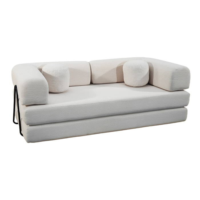 Canapé compressé convertible modulable 3 places en velours côtelé beige DEAN