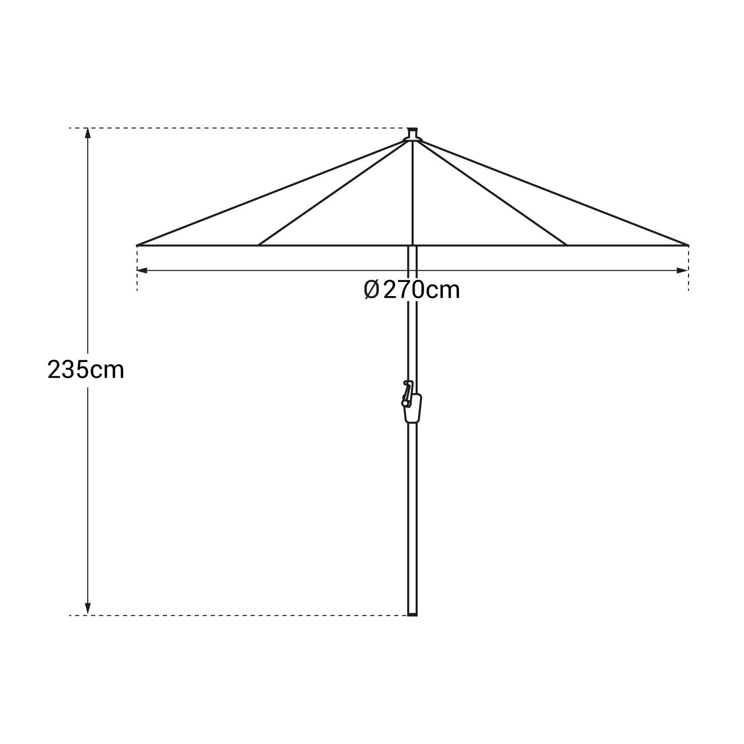 Parasol droit HAPUNA rond -