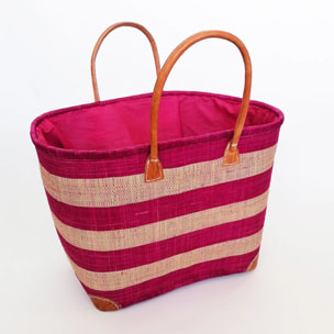 Panier artisanal de Madagascar - Ambanja GM Fuchsia avec pochon