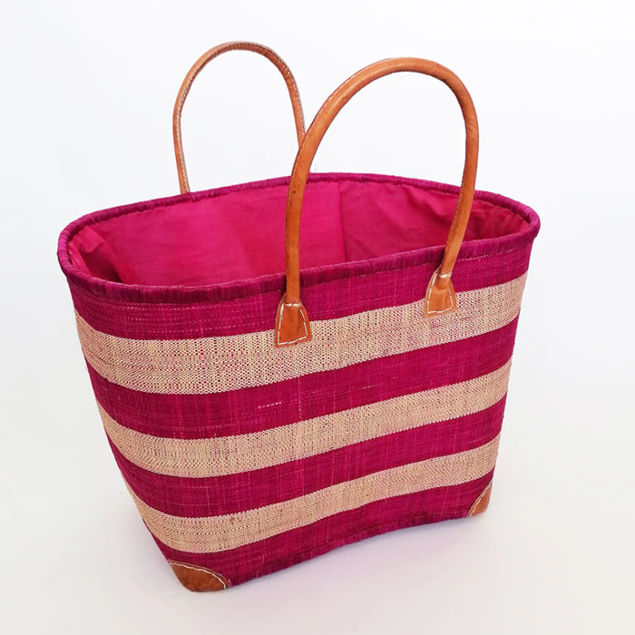 Panier artisanal de Madagascar - Ambanja GM Fuchsia avec pochon