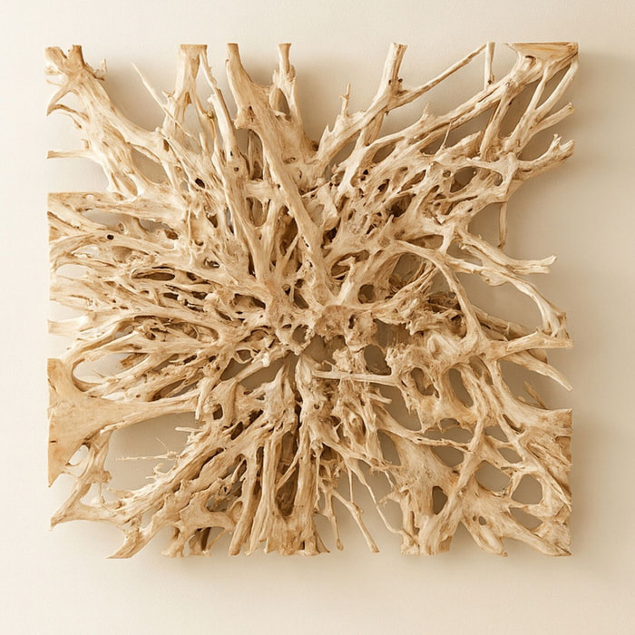 Décoration murale véritable en racine de teck couleur naturelle 160cm
