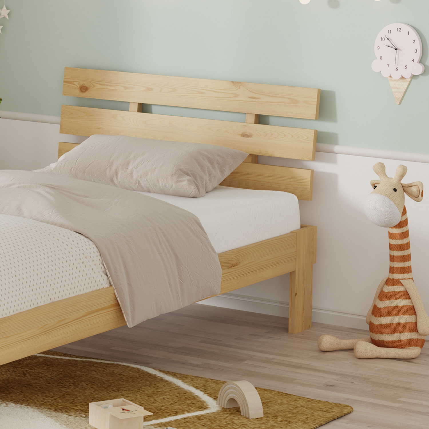 Lit en bois avec tête de lit 90x190cm FINN