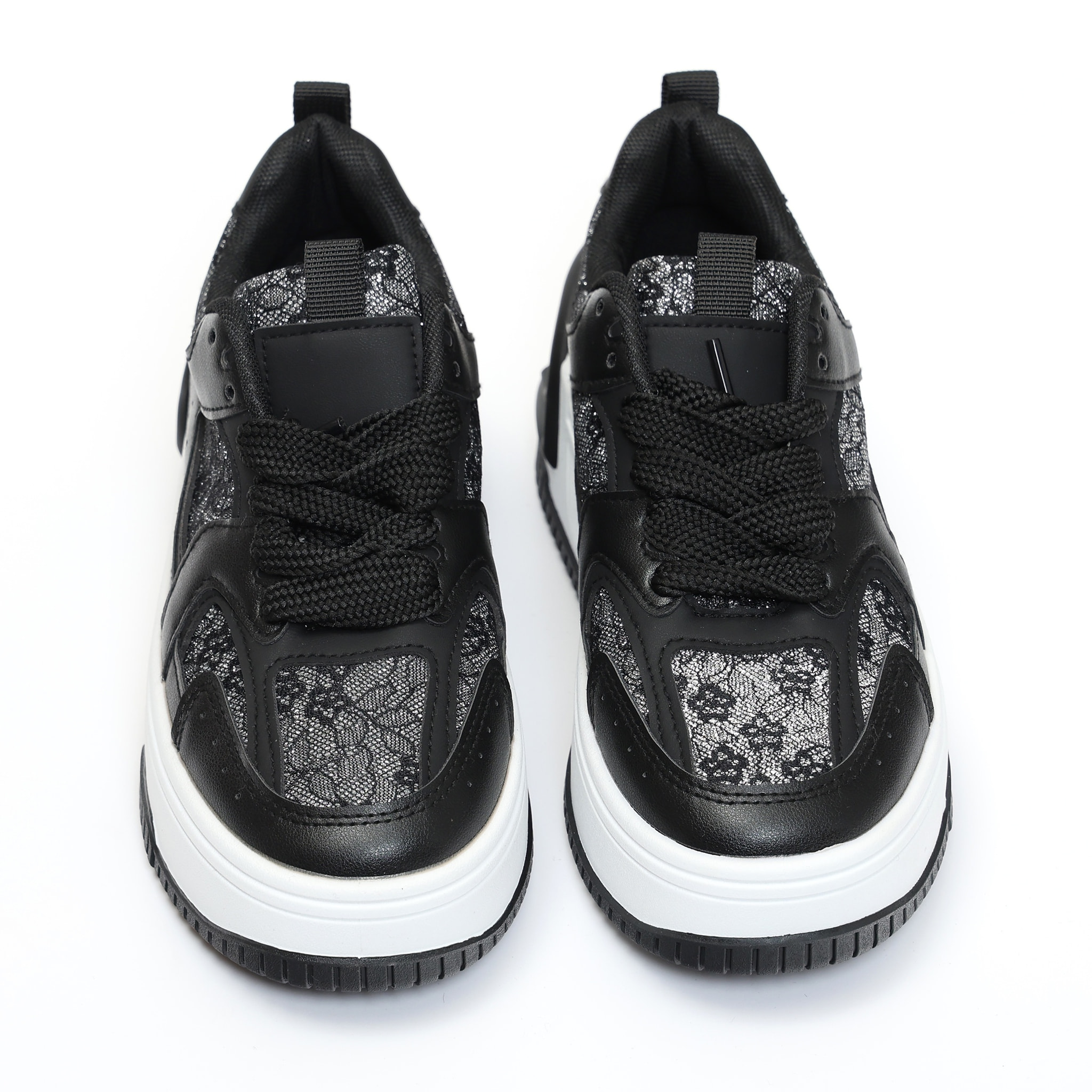 Sneakers in simil pelle platform con dettagli brillantinati
