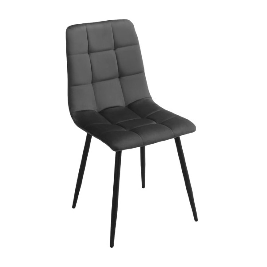 Chaise en velours avec piétement métal noir - 3 coloris - PAOLA 2