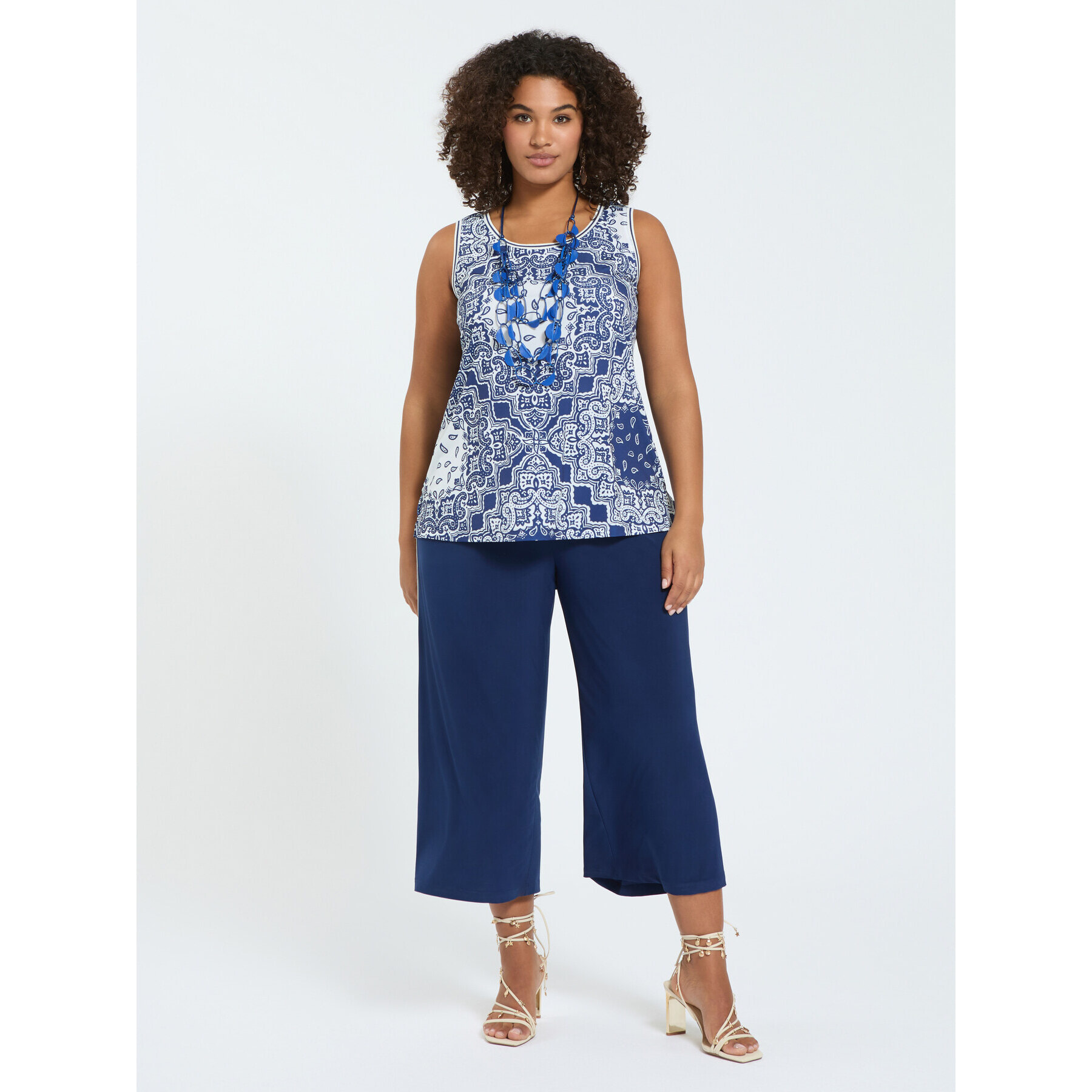 Fiorella Rubino - Top de punto con estampado bandana - Azul