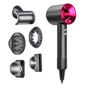 Asciugacapelli ionico con 5 testine, 4 livelli di temperatura e 3 livelli di velocità con 1600W di potenza.