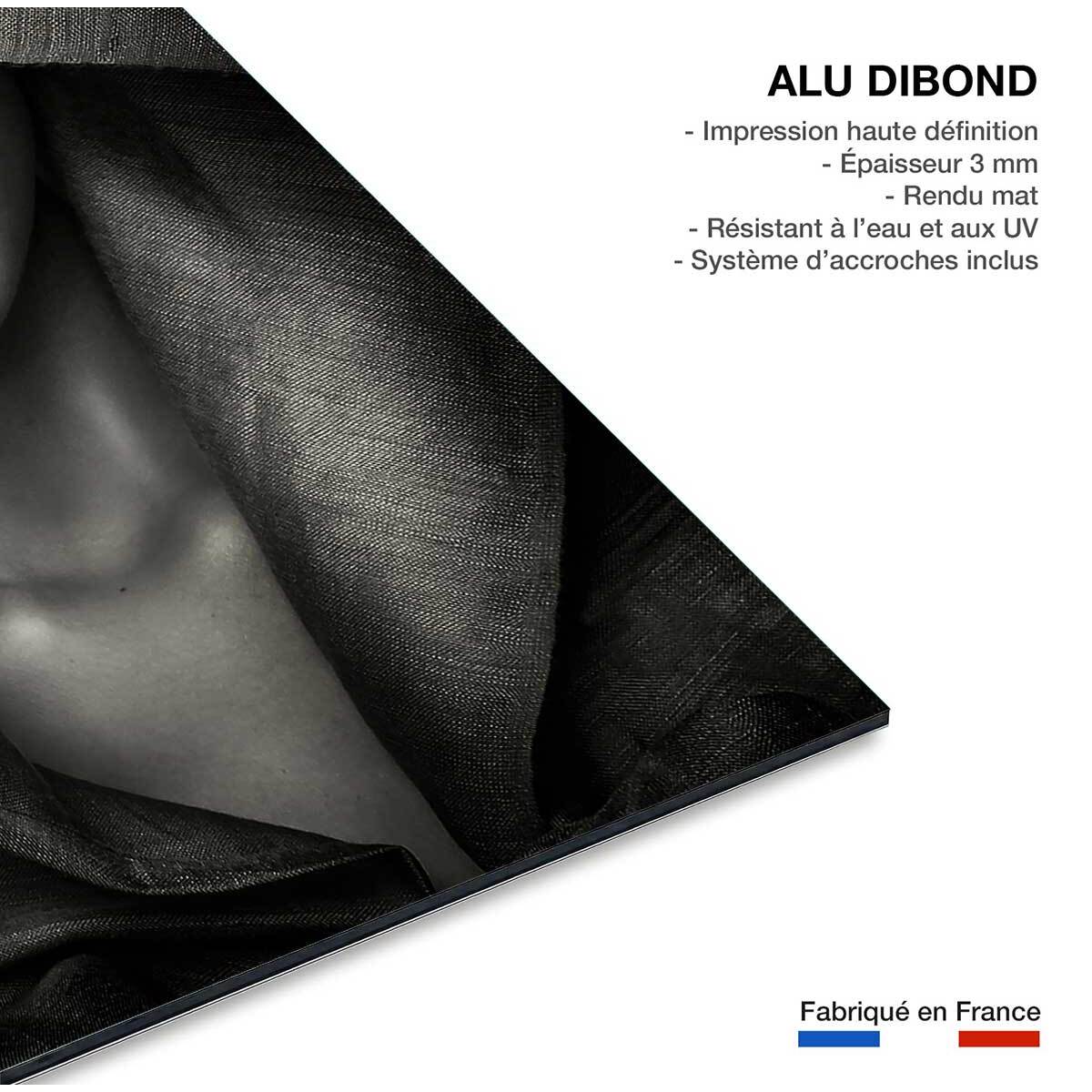 Tableau noir et blanc Portrait - Capuche Tableau alu Dibond