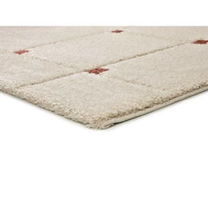 BRENDA Alfombra shaggy geométrica con relieve beige y motivos caldera, varias medidas disponibles