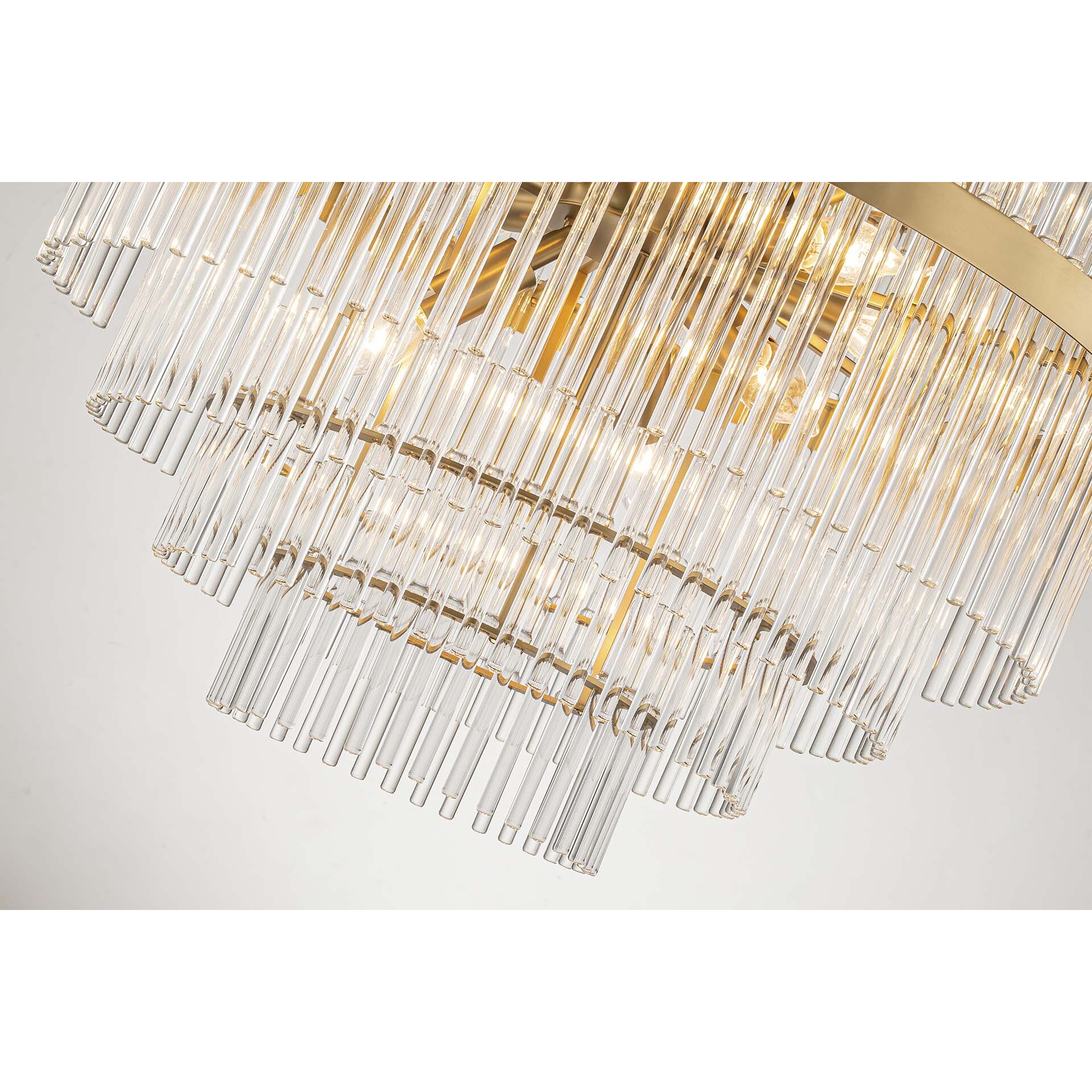 Lampara Techo Cristal Metal Dorado 60x60x67 Cm