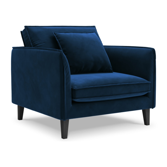 Fauteuil xl "Provence" en velours bleu roi