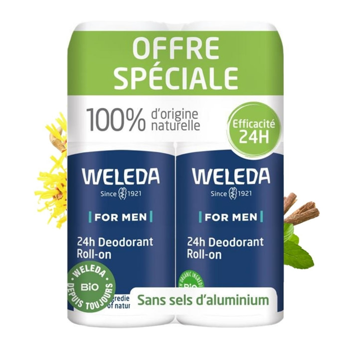 WELEDA - Duo Déodorant roll-on 24H Homme - 2x50 ml