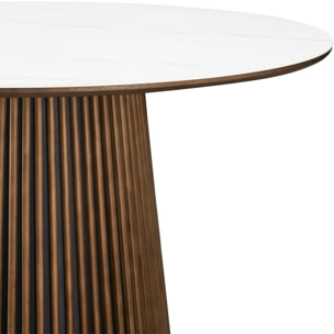 Table à manger ronde en céramique bicolore 6 places - ADA