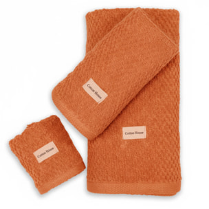 SET 3 PEZZI ASCIUGAMANI SPUGNA TINTA UNITA ZUCCA