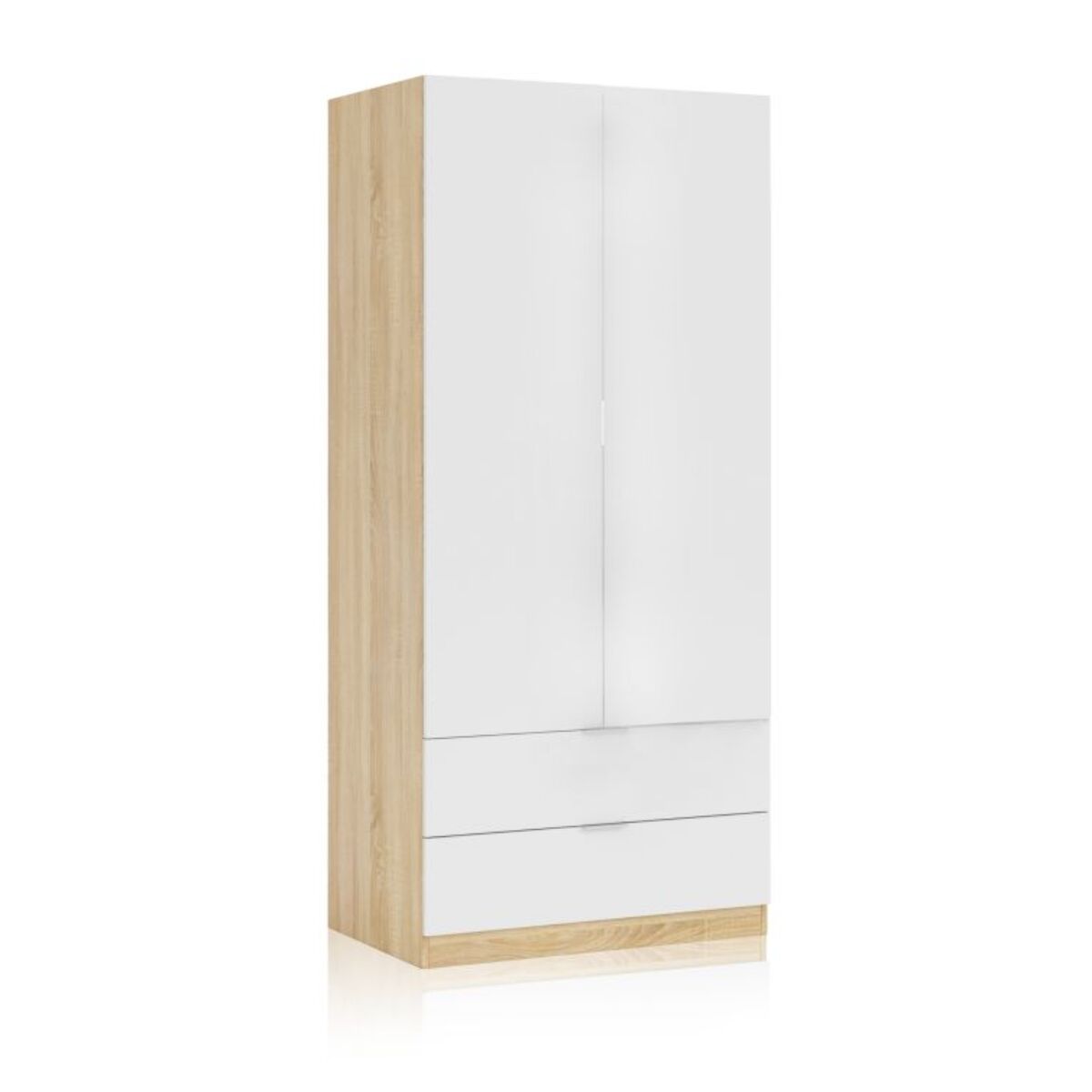 Armario Lark 2 Puertas 2 Cajones Blanco Artik (Blanco Mate) - Roble Canadian